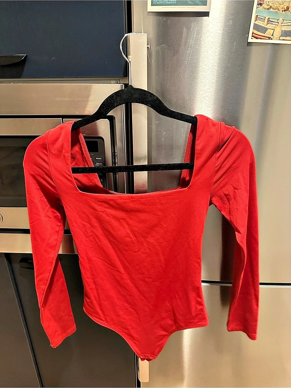 Babaton Contour Squareneck Longsleeve Bodysuit Red Small